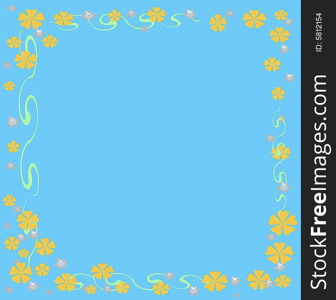 Yellow and white flowers  frame around  blank center. Yellow and white flowers  frame around  blank center