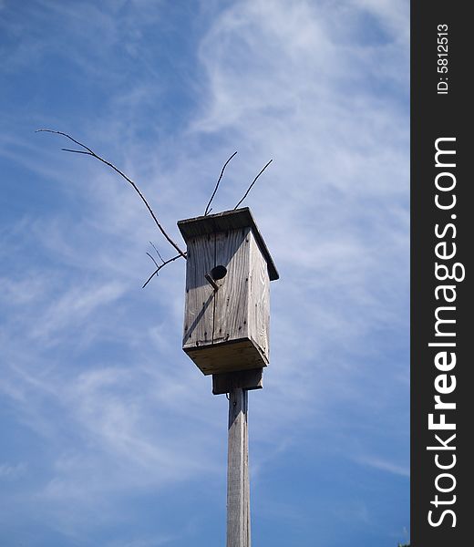 Nesting box with sky on a background. Nesting box with sky on a background