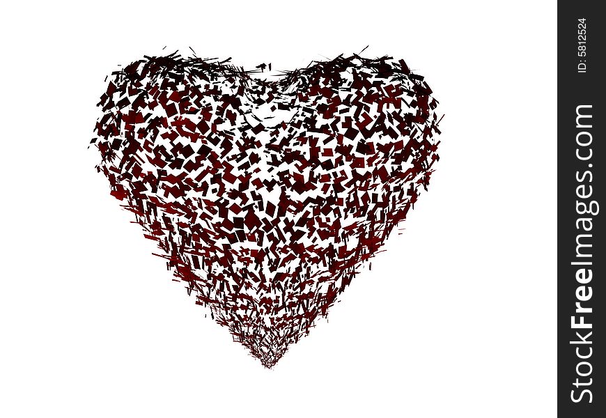 Three-dimensional Shape of broken heart, isolated on white background. Three-dimensional Shape of broken heart, isolated on white background.