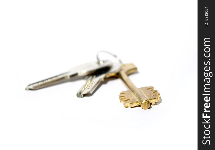 Closeup of isolated Key on  Background