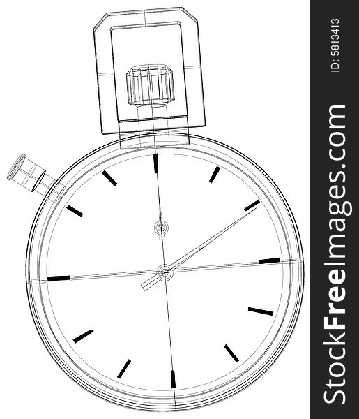 Vector art of a Stopwatch wireframe isolated on white