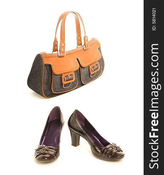 Leather Shoes With Handbag