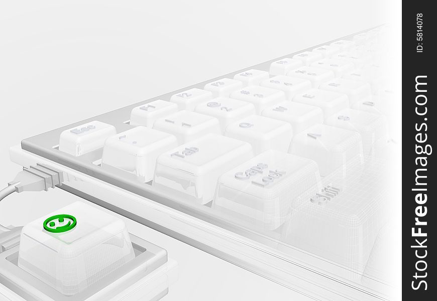 3d model white keyboard and smile