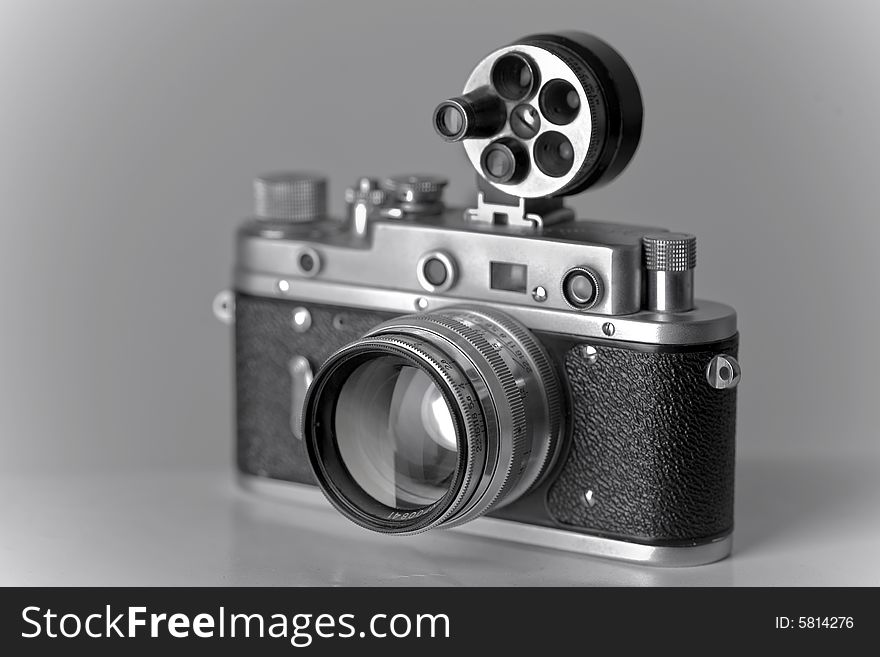 Retro camera, focus on lenses. Retro camera, focus on lenses