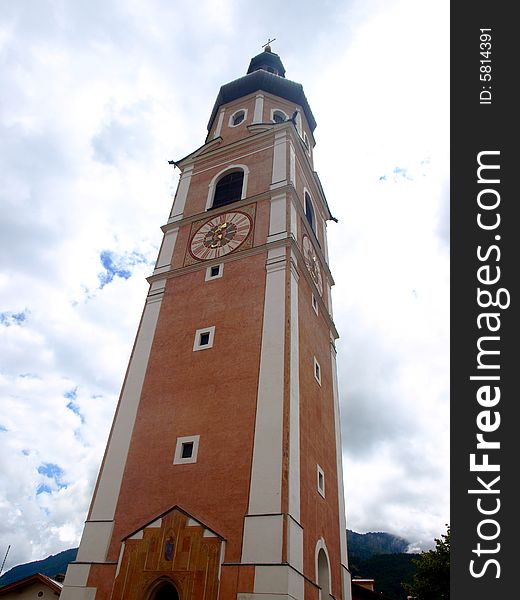 A wonderfull image of the Castelrotto belltower in Sud Tyrol