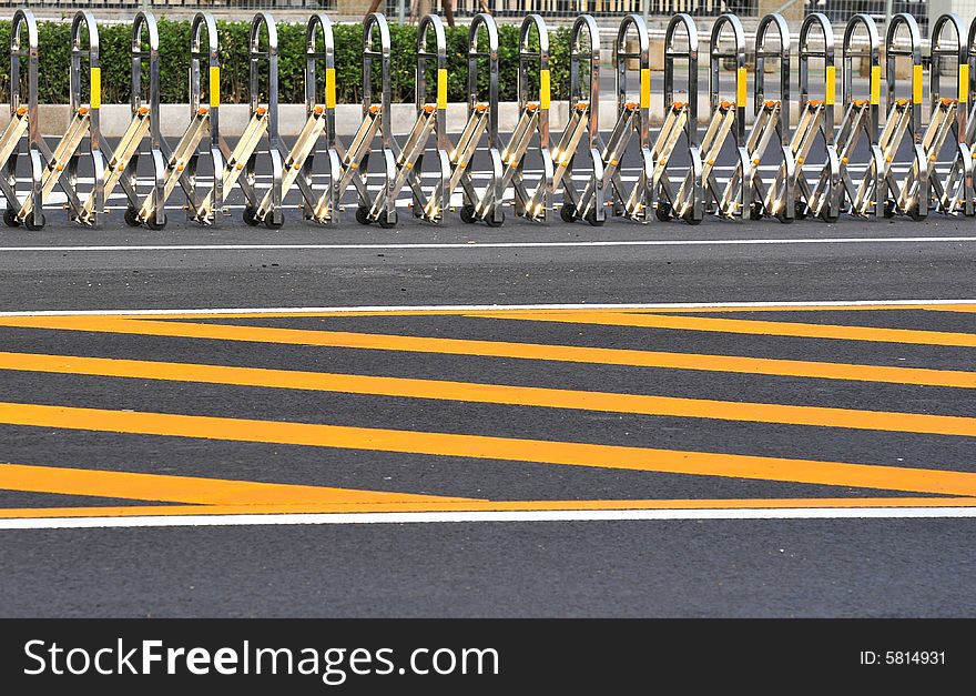 Barrier in the street, alertness for forbiden