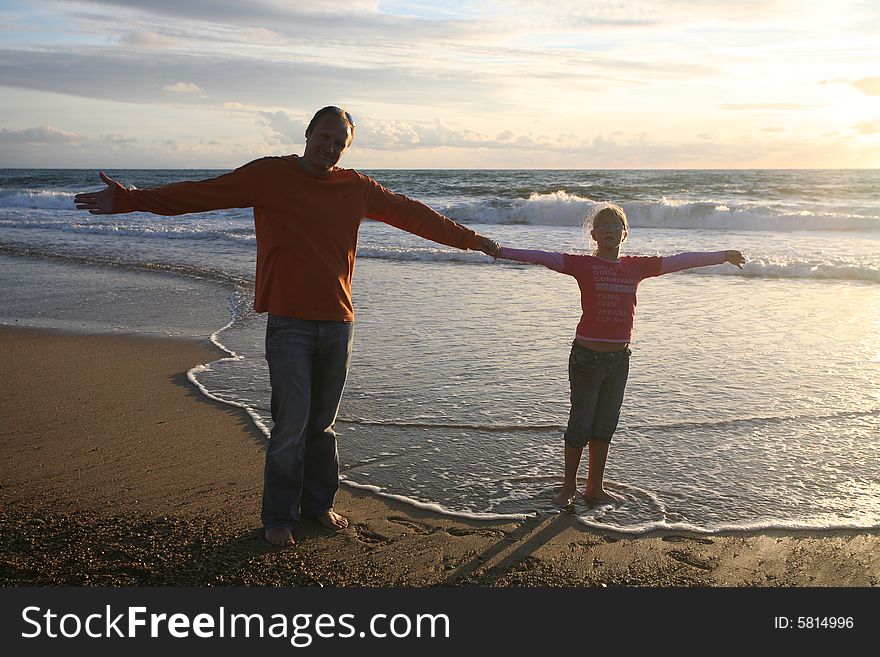 Dancing girl on the beach. Dancing girl on the beach