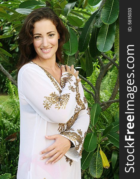 Portrait of a beautiful woman in beach wear. Portrait of a beautiful woman in beach wear.