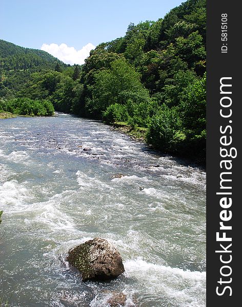 Rapid and cold mountain river in Georgia. Rapid and cold mountain river in Georgia