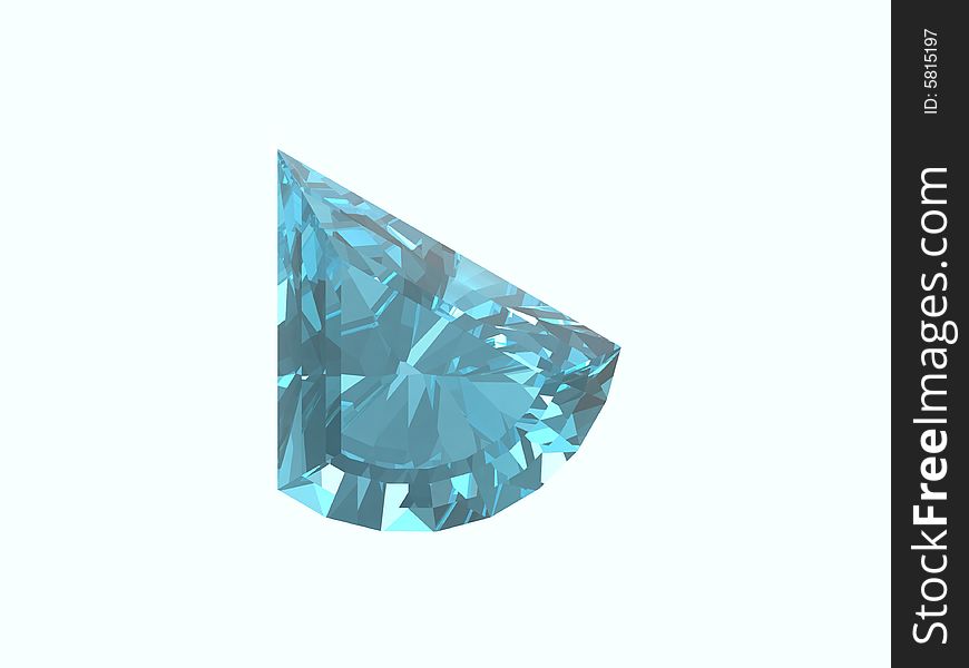 Blue topaz. Trillon form. This is VHQ visualisation of the blue topaz trillon form. Usable for catalogue of gemstones.