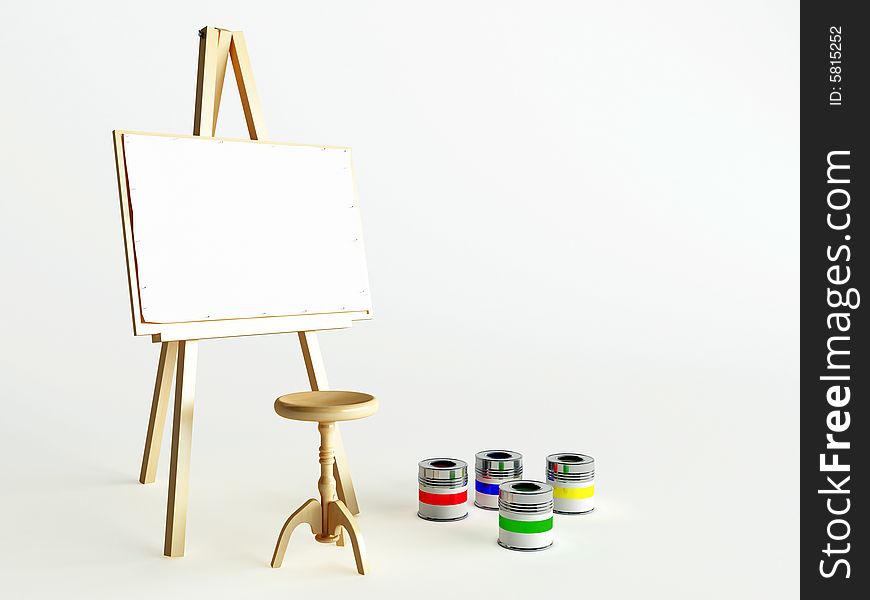 Easel and paints