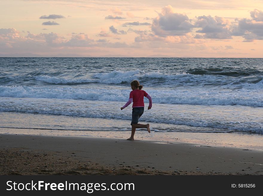 Running girl on the beach. Running girl on the beach