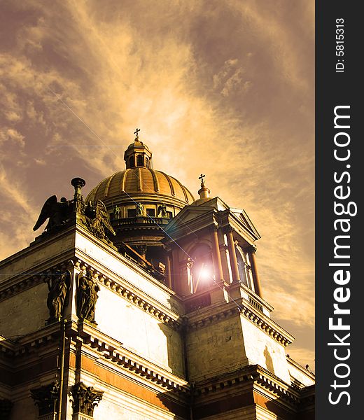 Abstract photo of a cathedral in the city of St.-Petersburg.