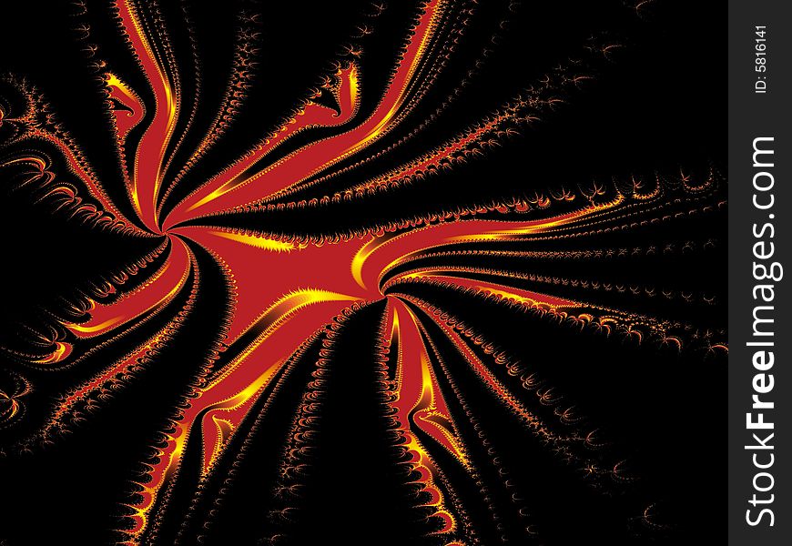 Red-yellow fractal 1 on a black background