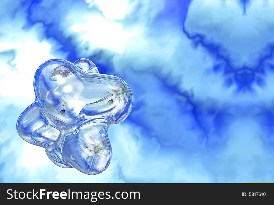 Water drop on a background of the cloudy sky, executed in the 3D-editor. Water drop on a background of the cloudy sky, executed in the 3D-editor