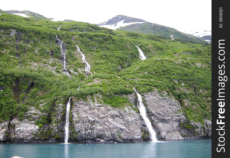 Alaskan waterfalls near Whittier, Alaska