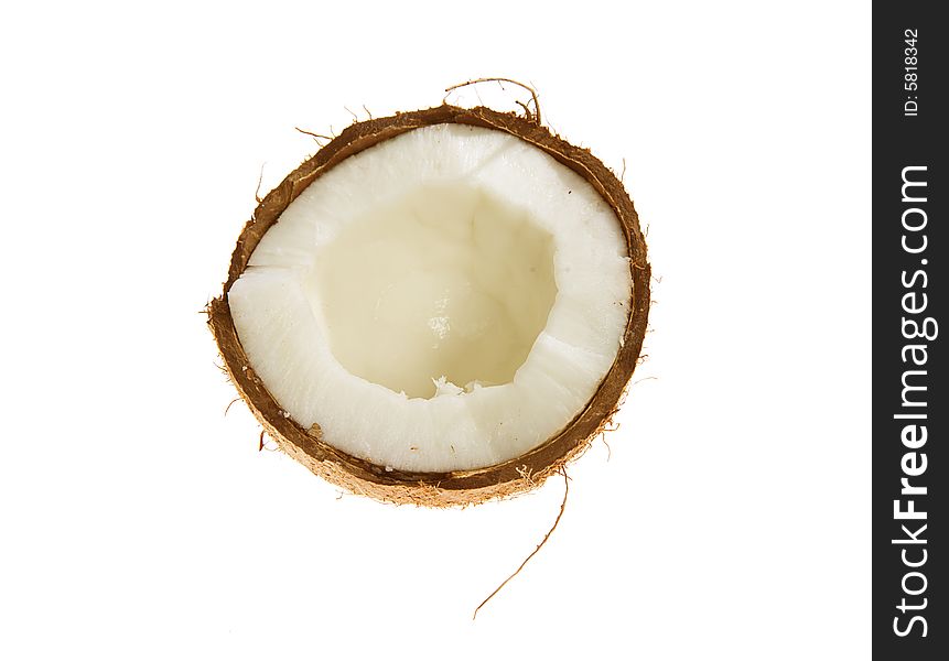 Coconut on the white background