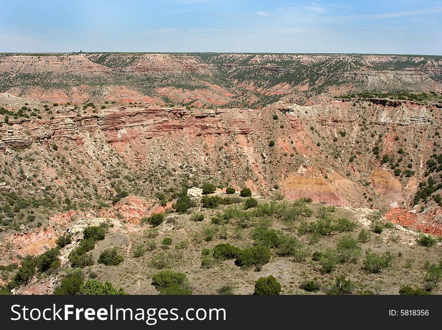 View of the walls of the Palo Duro Canyon in Texas.