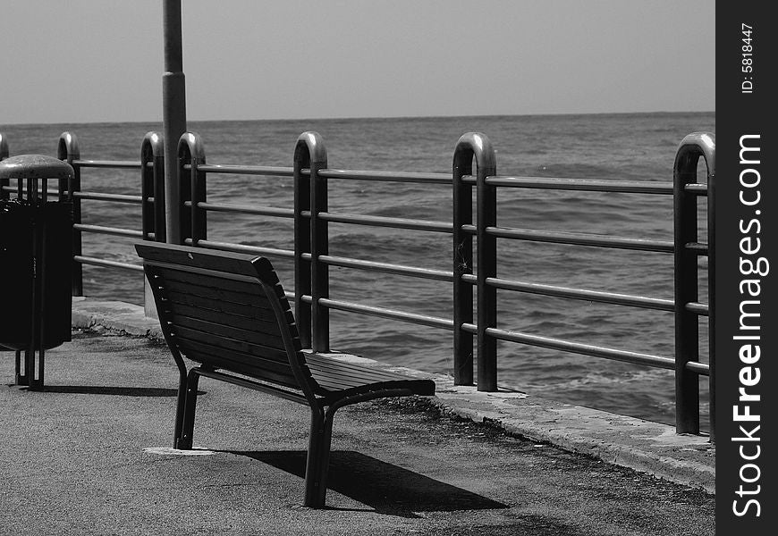 Image of a bench on the sea. Image of a bench on the sea