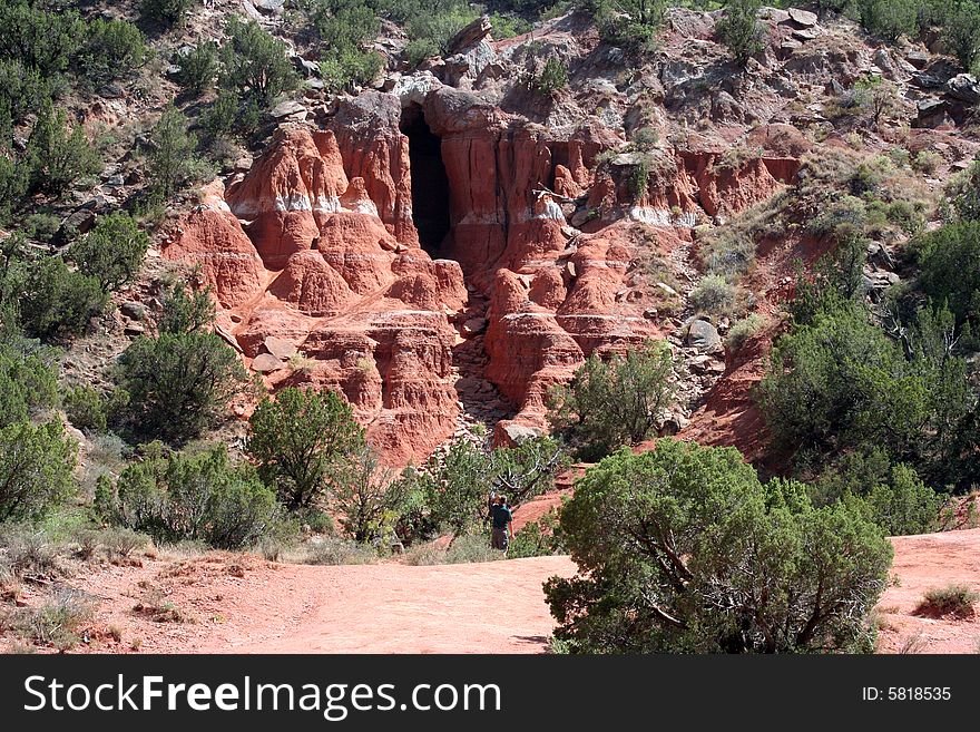 Cave entrance in the Palo Duro Canyon. Cave entrance in the Palo Duro Canyon.