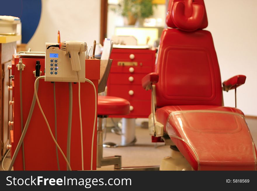 An orthodontist chair and equipment; dentist. An orthodontist chair and equipment; dentist.
