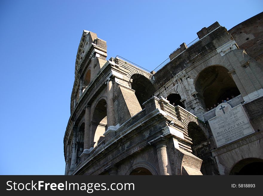 The ancient Roman Colosseum in Rome, Italy. The ancient Roman Colosseum in Rome, Italy.