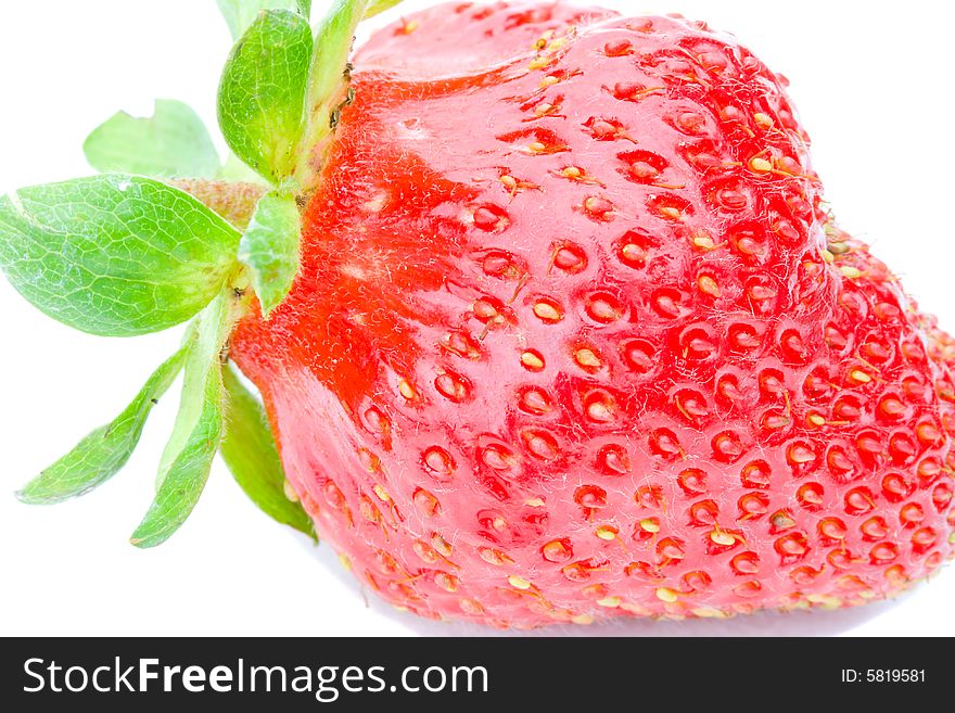 Close-up of ripe strawberry, isolated on white. Close-up of ripe strawberry, isolated on white