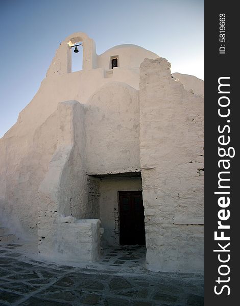 The famous White Church on Mykonos in the Greek Islands