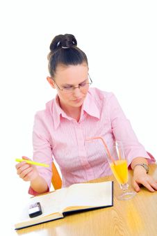 Young Businesswoman Working In Cafe Royalty Free Stock Photography Young Businesswoman Working In Cafe Royalty Free Stock Photography