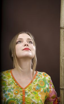 Beautiful Woman Looking Up Stock Photo Beautiful Woman Looking Up Stock Photo