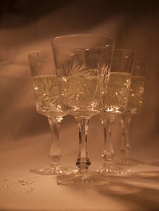 Glasses With White Wine Stock Images