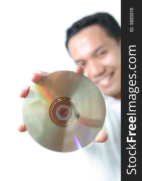 Man with optical disc storage