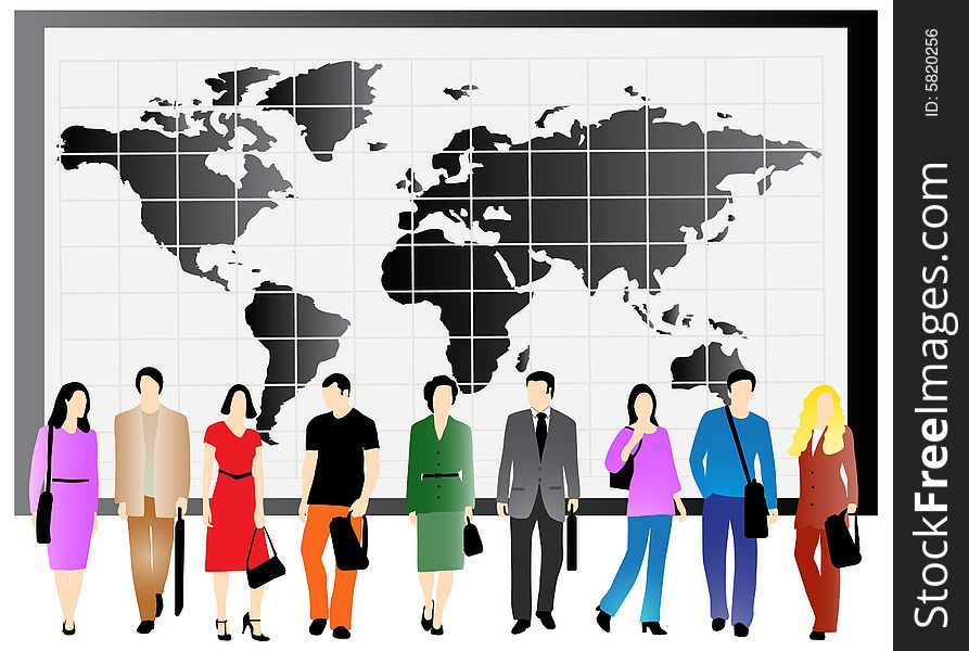Business people and map