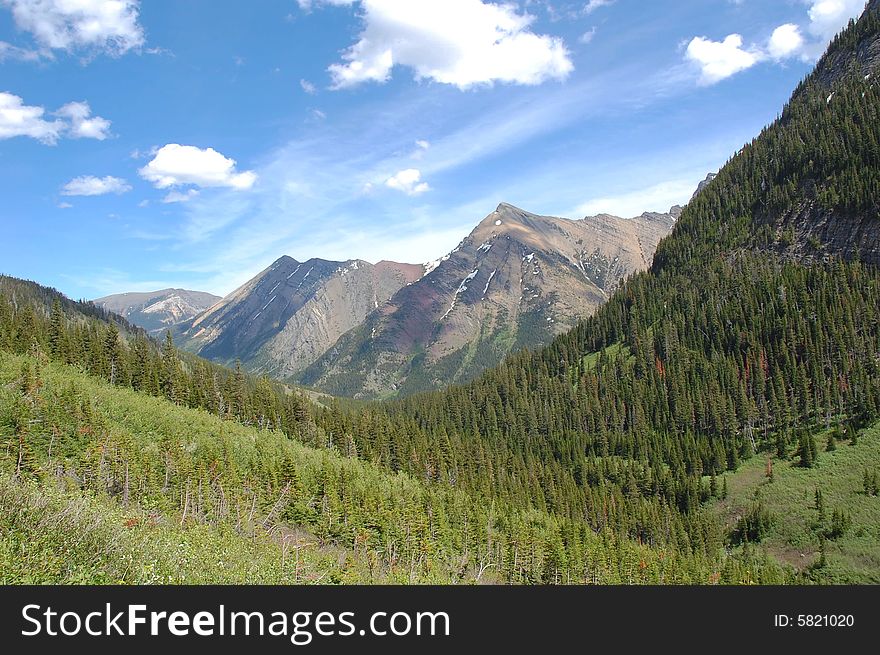 Forests and mountains in glacier national park, usa