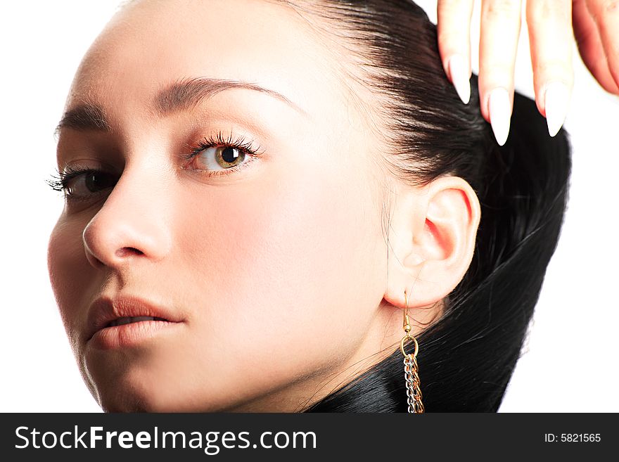 Portrait of a cute lady on white background. Portrait of a cute lady on white background