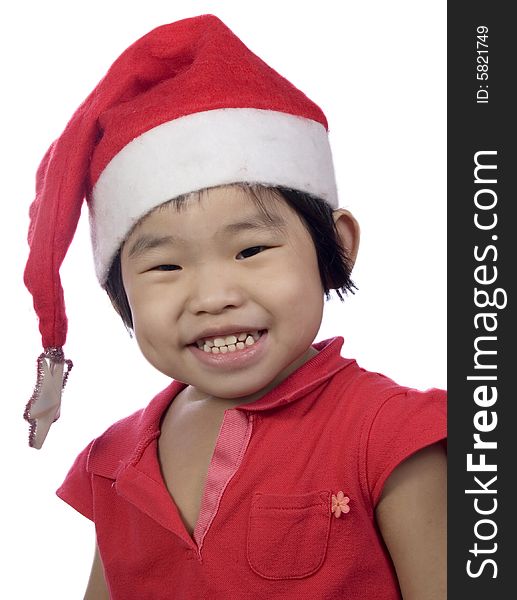 Portrait of a little girl  with santa hat. Portrait of a little girl  with santa hat