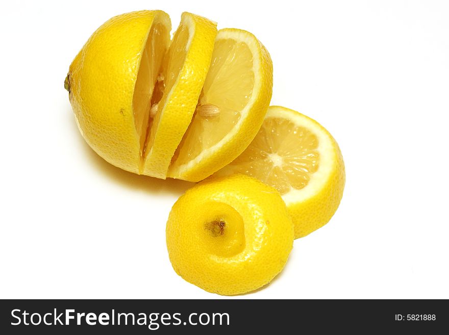 Parts of a yellow lemon