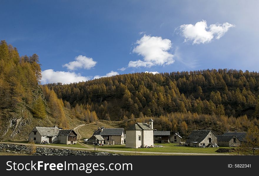 Mountain Landscapes with typically village