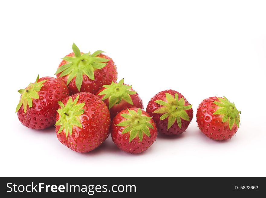 Healthy and ripe group of red strawberries