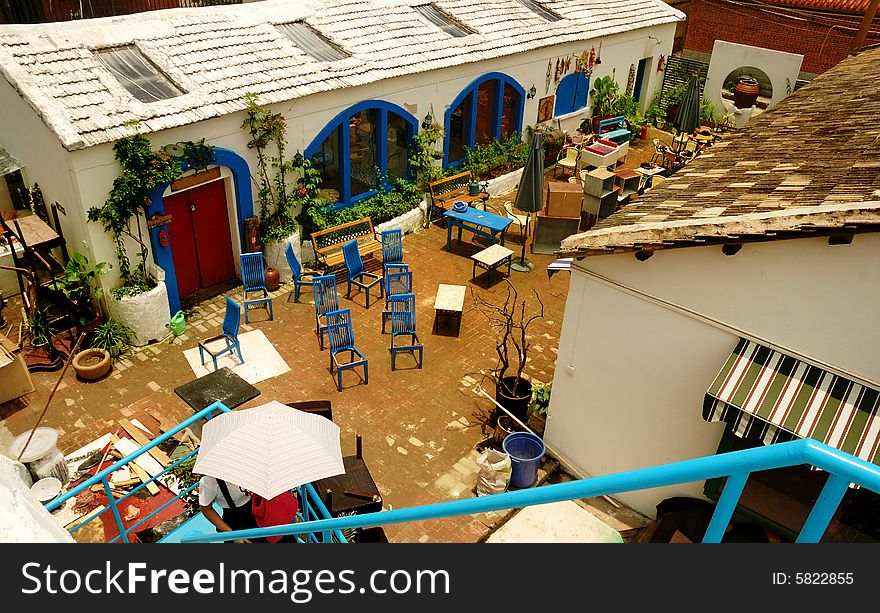 Courtyard of mediterranean villa in xiamen haichao hotel