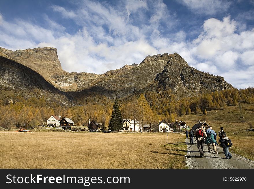 Mountain Landscapes with some excursionist