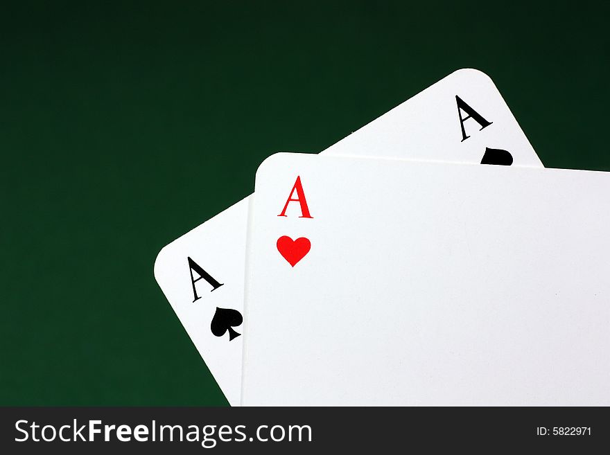 Two aces in a texas hold em game. Two aces in a texas hold em game.