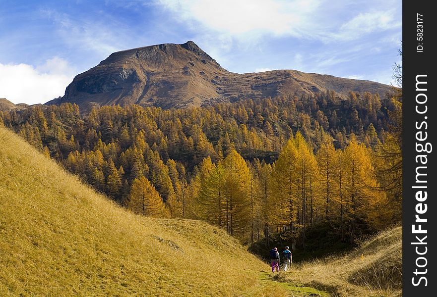 Mountain Landscapes with two excursionist