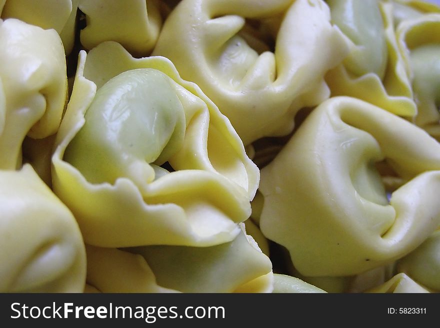 Italian pasta tortellini, close-up image