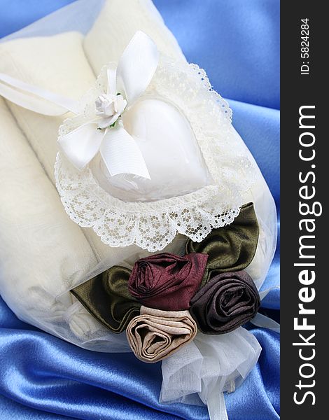 Scented room sachets in a decorated organza bag. Scented room sachets in a decorated organza bag