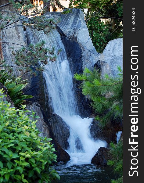 A nice waterfall in a zen garden