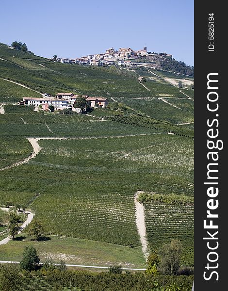 A italian hillside with view of village. A italian hillside with view of village