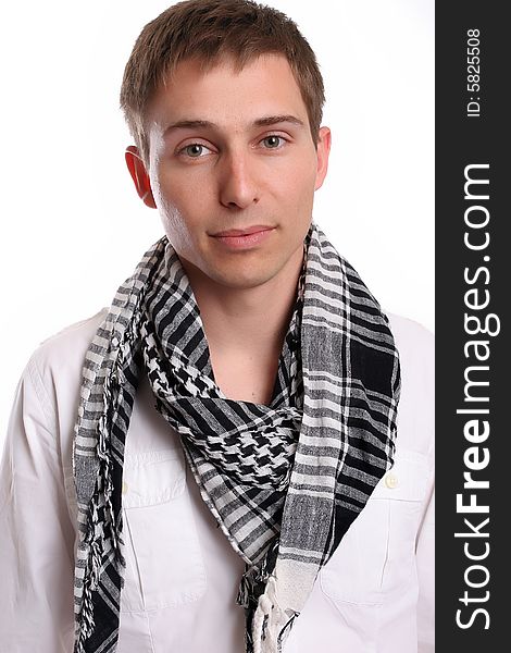 Young Casual man posing, isolated in white background