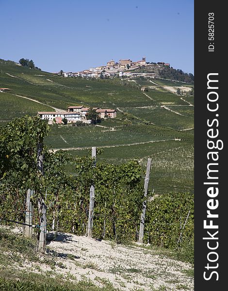 A italian hillside with view of village. A italian hillside with view of village