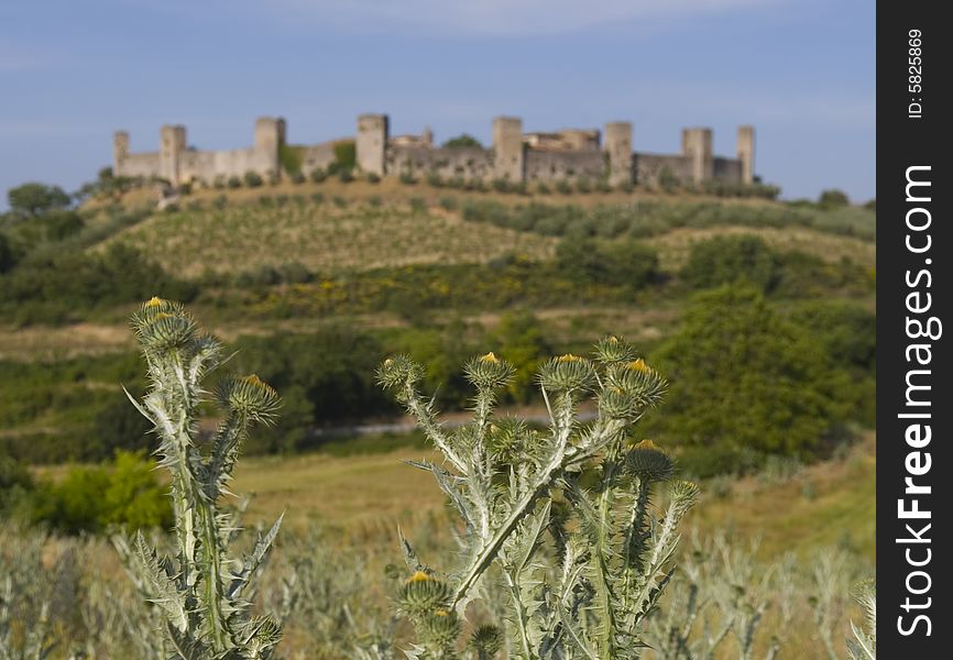 Monteriggioni, a Tuscany medieval town. Monteriggioni, a Tuscany medieval town